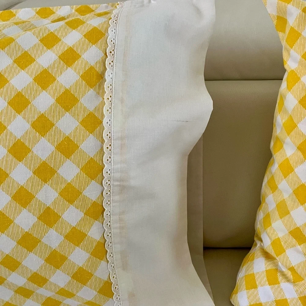 Yellow Checkered Pillowcases 19/28 inches